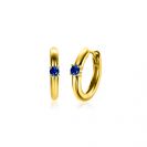 SEPTEMBER Hoop Earrings 13mm Gold Plated with Birthstone Blue Sapphire Zirconia