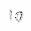 14mm ZINZI Sterling Silver Hoop Earrings White Zirconias 14x3mm ZIO2452