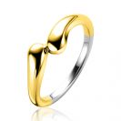 ZINZI gold plated silver smooth ring with two teardrop shapes 7mm wide ZIR2682G