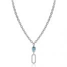 ZINZI Sterling Silver Fantasy Chain Necklace with Oval Pendant Set with White Zirconias and Green/Blue (Petrol) Color Stone in Prong Setting 45cm ZIC2487