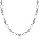 ZINZI Sterling Silver Coffee Bean Chain Necklace with Long Oval Chains width 7mm 45cm ZIC2484