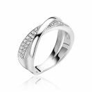 ZINZI Sterling Silver Ring Crossover White ZIR1604