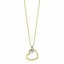 ZINZI gold plated silver bead necklace with large open heart pendant 20mm and dangling luxury heart 45-48cm ZIC2621