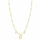 ZINZI Gold Plated Sterling Silver Fantasy Necklace with 15 Small Beads, 2 White Pearls and a Playful Organic Open Design 42-45cm ZIC2405