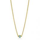 ZINZI Gold Plated Sterling Silver Curb Chain Necklace with Square Setting with Indigo Blue Color Stone 40-45cm ZIC2417G
