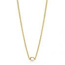 ZINZI gold plated silver gourmet necklace with square setting white zirconia 40-45cm ZIC2417Y
