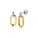 13mm ZINZI Gold Plated Sterling Silver Stud Earrings Oval White Zirconias ZIO2248