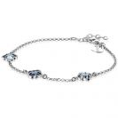 ZINZI silver link bracelet with two light blue clovers and one dark blue clover in the center 17-20cm ZIA2663B