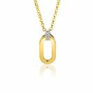 18mm ZINZI Gold Plated Sterling Silver Oval Bicolor Pendant White Zirconias ZIH2248 (excl. necklace)
