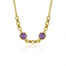 ZINZI gold-plated silver gourmet link necklace with two square purple gemstones, 40-45cm, ZIC-BF122