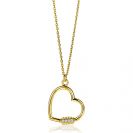 ZINZI Gold Plated Sterling Silver Necklace Luxurious Heart Pendant with White Zirconias 45cm ZIC2031