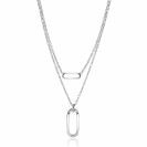 ZINZI Sterling Silver Multi-look Necklace 43cm Figaro and Rolo Chains with Open Oval Pendants ZIC2534