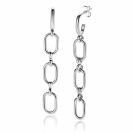 45mm ZINZI Sterling Silver Earrings Large Oval Chains ZIO2419
