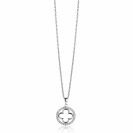 ZINZI silver necklace with luxury clover pendant (15mm) fully set with white zirconia 45-48cm ZIC2617
