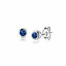 SEPTEMBER Stud Earrings 4mm Sterling Silver with Birthstone Blue Sapphire Zirconia
