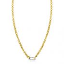 ZINZI Gold Plated Sterling Silver Rolo Chain Necklace 42cm with Silver Oval Clasp ZIC2377G