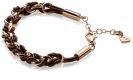 ZINZI Rose Gold Plated Sterling Silver Chain Bracelet with Brown Rope 18,5-21cm ZIA1035RB