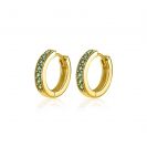 15mm ZINZI Gold Plated Sterling Silver Hoop Earrings Green Zirconias width 3mm ZIO191GG