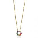 ZINZI Gold Plated Sterling Silver Necklace Round Pendant Rainbow (12mm) ZIC2172