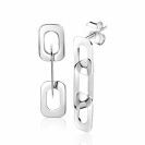 31mm ZINZI Sterling Silver Stud Earrings with Rectangular Chains ZIO-BF72