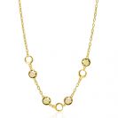 ZINZI Gold Plated Sterling Silver Fantasy Necklace with Round Settings with Champagne, Brown en Green Color Stones 42-45cm ZIC-BF91