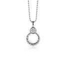 20mm ZINZI Sterling Silver Round Pendant Rope Design White Zirconias ZIH2390 (excl. necklace)
