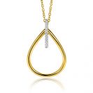 31mm ZINZI gold plated silver oval pendant with luxurious prominent eye, set with white zirconias ZIH2619 (without necklace)