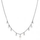 ZINZI silver chain necklace with nine round white glass pearls in various sizes, playfully distributed over the necklace 40-45cm ZIC2623