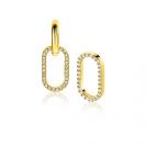 15mm ZINZI Gold Plated Sterling Silver Earrings Pendants Open Oval White Zirconias ZICH2444 (excl. hoop earrings)