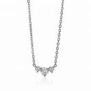 ZINZI Sterling Silver Chain Necklace Round White Zirconias 42-45cm ZIC2136