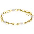ZINZI gold-plated silver link bracelet with naturally shaped freshwater pearls, 19cm, ZIA-BF112G