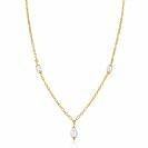 ZINZI gold plated silver chain necklace with three oval white freshwater pearls 40-45cm ZIC2588