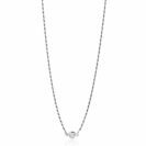 ZINZI Sterling Silver Rope Chain Necklace Set with a Round White Zirconia 40-45cm ZIC2461