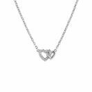 ZINZI zlv. collier 2 hartjes verbonden 1x zirc.