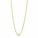 ZINZI Gold Plated Sterling Silver Rope Chain Necklace Set with a Round White Zirconia 40-45cm ZIC2461Y
