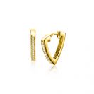 14mm ZINZI gold plated silver hoops in triangular shape set with white zirconia ZIO2607