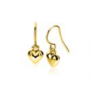 23mm ZINZI gold plated silver drop earrings with a heart-shaped charm ZIO2661