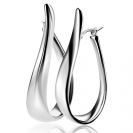 49mm ZINZI silver large hoop earrings in organic shape with a playful twist and convenient top closure ZIO2675