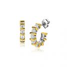 16mm ZINZI Sterling Silver Earrings Bicolor Square and Round White Zirconias ZIO2251