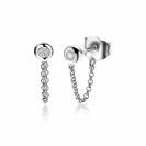 ZINZI Sterling Silver Stud Earrings Round White Zirconia with Chain ZIO1773