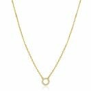 ZINZI Gold Plated Sterling Silver Necklace with Open Circle (7,5mm) Set with White Zirconias 40-45cm ZIC2550Y