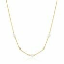 ZINZI gold plated silver rolo necklace with oval white freshwater pearls and white cubic zirconias 42-45 cm ZIC2657