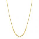 ZINZI Gold Plated Sterling Silver Necklace with Curb Chains in Different Sizes Combined with 3 Rectangular Baguette Cut Zirconias 42-45cm ZIC2410