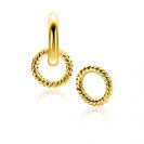9.5mm ZINZI gold plated silver charm earrings round shape with rope effect ZICH2594G (without hoops earrings)