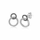 ZINZI Sterling Silver Stud Earrings 2 Connected Open Circles Black and White Zirconias ZIO1987