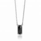 ZINZI Sterling Silver Rolo Chain Necklace with Rectangular Pendant Black Color Stone 42-45cm ZIC2113