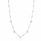 ZINZI Sterling Silver Chain Necklace with Beads and 5 Shiny Heart Charms 42-45cm ZIC2531