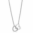 ZINZI Sterling Silver Necklace with 2 Connected Hearts and White Zirconias 45cm ZIC1736