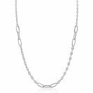 ZINZI Sterling Silver Marine Chain Necklace Combined with Larger Oval Chains 42-45cm ZIC2413