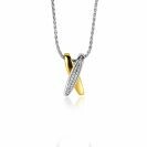 18mm ZINZI Sterling Silver Pendant Crossover Bicolor White Zirconias ZIH2240 (excl. necklace)